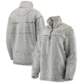 Detroit Lions Women's Sherpa Quarter-Zip Pullover Jacket Gray - NFL