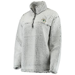 Green Bay Packers Women's Sherpa Quarter-Zip Pullover Jacket Gray - NFL