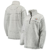 Pittsburgh Steelers Women's Sherpa Quarter-Zip Pullover Jacket Gray - NFL