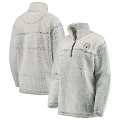 Pittsburgh Steelers Women's Sherpa Quarter-Zip Pullover Jacket Gray - NFL