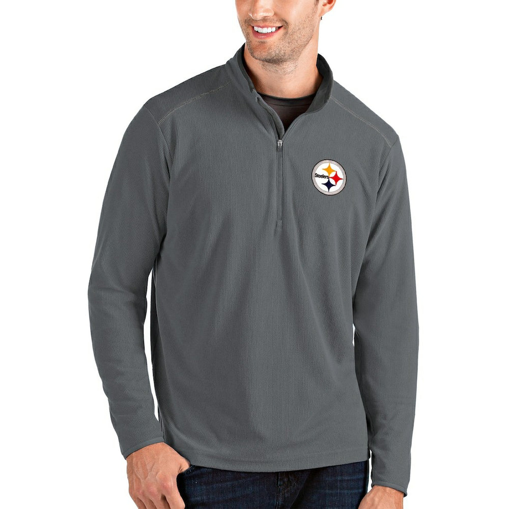 Pittsburgh Steelers Antigua Glacier Quarter-Zip Pullover Jacket Gray/Gray - NFL