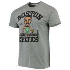 NBA - Jayson Tatum Boston Celtics Caricature Tri-Blend T-Shirt - Gray