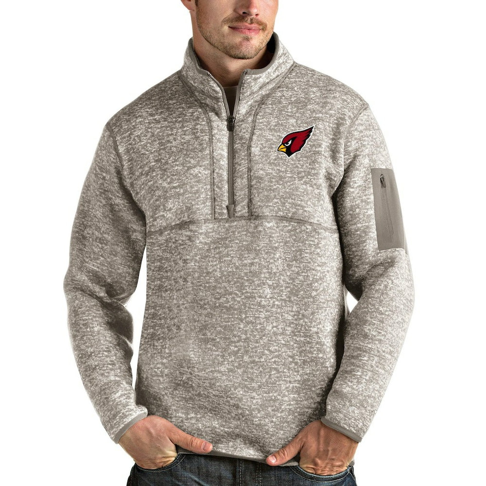 Arizona Cardinals Antigua Fortune Quarter-Zip Pullover Jacket Oatmeal - NFL