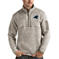 Carolina Panthers Antigua Fortune Quarter-Zip Pullover Jacket Oatmeal - NFL