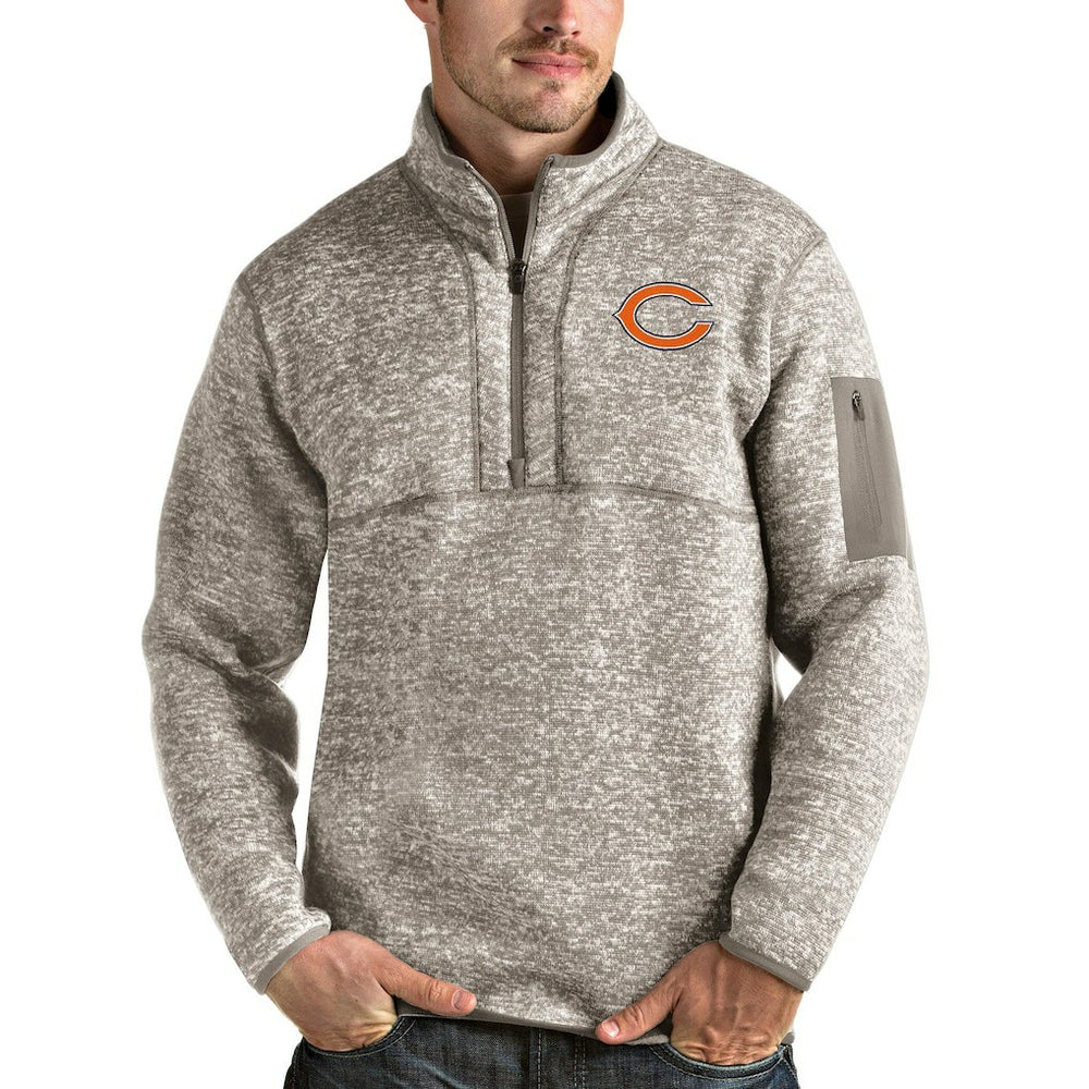 Chicago Bears Antigua Fortune Quarter-Zip Pullover Jacket Oatmeal - NFL