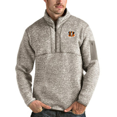 Cincinnati Bengals Antigua Fortune Quarter-Zip Pullover Jacket Oatmeal - NFL
