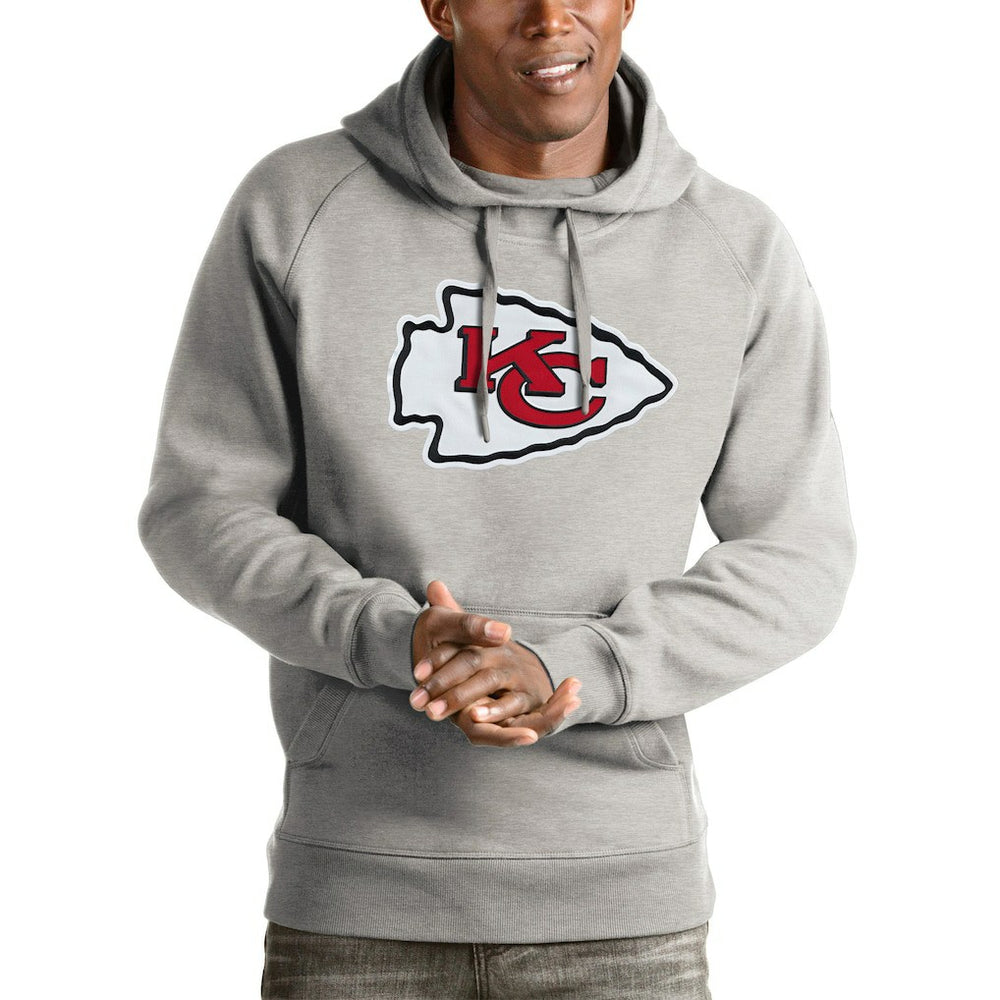 Kansas City Chiefs Antigua Victory Pullover Hoodie Heather Gray - NFL