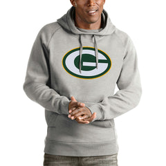 Green Bay Packers Antigua Victory Pullover Hoodie Heather Gray - NFL