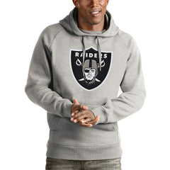 Las Vegas Raiders Antigua Victory Pullover Hoodie Heather Gray - NFL