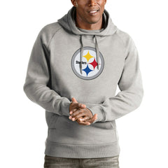 Pittsburgh Steelers Antigua Victory Pullover Hoodie Heather Gray - NFL