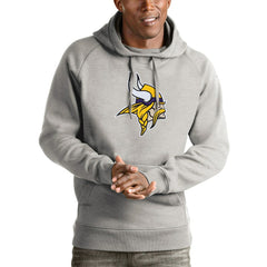 Minnesota Vikings Antigua Victory Pullover Hoodie Heather Gray - NFL
