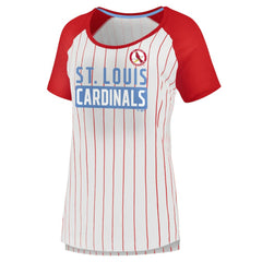 St. Louis Cardinals Fanatics Women's Cooperstown Collection Iconic Pinstripe Raglan Scoop Neck T-Shirt Online