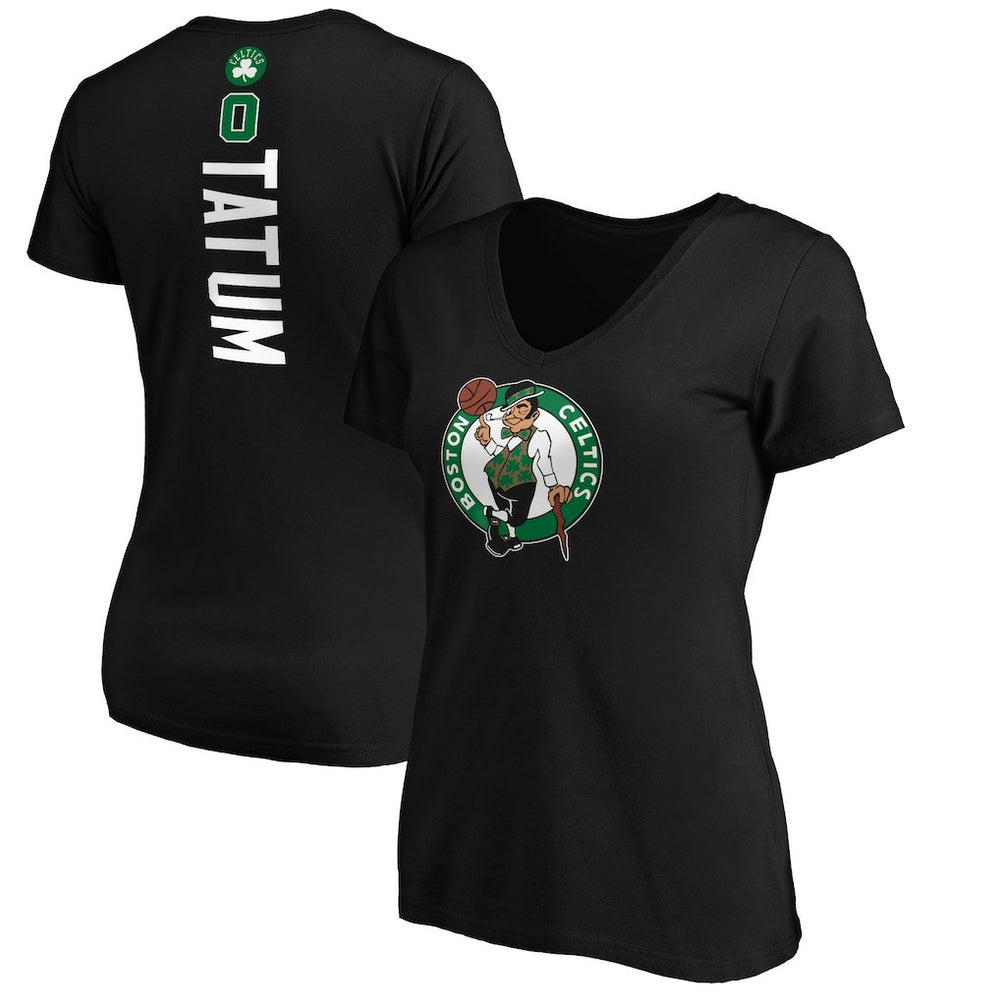 NBA - Jayson Tatum Boston Celtics Women's Playmaker Name & Number V-Neck T-Shirt - Black