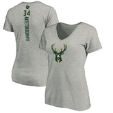 NBA - Giannis Antetokounmpo Milwaukee Bucks Women's Playmaker Name & Number V-Neck T-Shirt - Heathered Gray