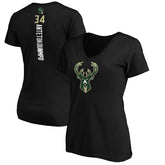 NBA - Giannis Antetokounmpo Milwaukee Bucks Women's Playmaker Name & Number V-Neck T-Shirt - Black