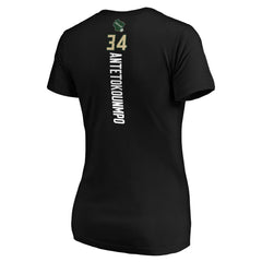 NBA - Giannis Antetokounmpo Milwaukee Bucks Women's Playmaker Name & Number V-Neck T-Shirt - Black