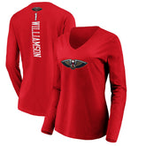 NBA - Zion Williamson New Orleans Pelicans Women's Playmaker Name & Number Long Sleeve V-Neck T-Shirt - Red