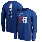 NBA - Joel Embiid Philadelphia 76ers Playmaker Name & Number Long Sleeve T-Shirt - Royal