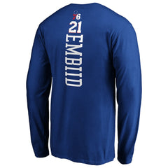 NBA - Joel Embiid Philadelphia 76ers Playmaker Name & Number Long Sleeve T-Shirt - Royal