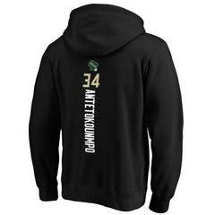 NBA - Giannis Antetokounmpo Milwaukee Bucks Playmaker Name & Number Pullover Hoodie - Black
