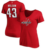 Tom Wilson Washington Capitals Fanatics Women's Authentic Stack Name & Number V-Neck T-Shirt Red