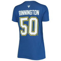 Jordan Binnington St. Louis Blues - Fanatics Women's Authentic Stack Name & Number V-Neck T-Shirt Blue