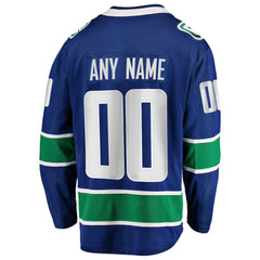Vancouver Canucks - Fanatics Home Team Breakaway Custom Jersey Blue
