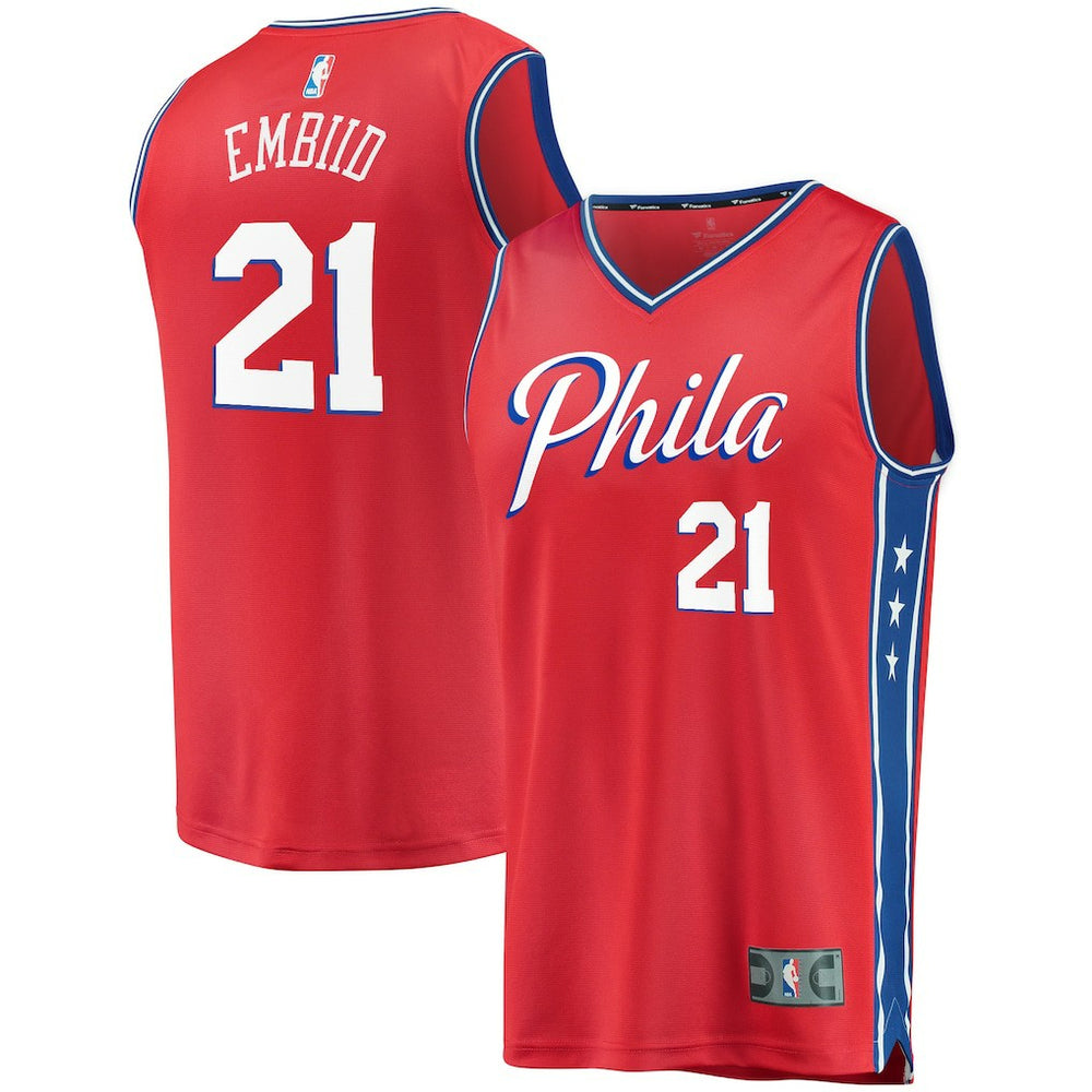 Fanatics - Joel Embiid Philadelphia 76ers Youth 2019/20 Fast Break Replica Player Team Jersey - Statement Edition - Red