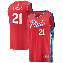 Fanatics - Joel Embiid Philadelphia 76ers Youth 2019/20 Fast Break Replica Player Team Jersey - Statement Edition - Red