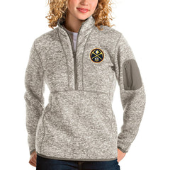 NBA - Denver Nuggets Antigua Women's Fortune Quarter-Zip Pullover Jacket - Natural