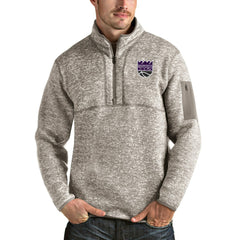 NBA - Sacramento Kings Antigua Fortune Quarter-Zip Pullover Jacket - Natural