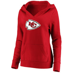 Kansas City Chiefs Women's Primary Team Logo V-Neck Pullover Hoodie Red - Fanatics