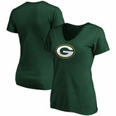 Green Bay Packers Women's Primary Logo V-Neck T-Shirt Green - Fanatics