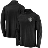 Las Vegas Raiders Striated Primary Logo Raglan Quarter-Zip Pullover Jacket Black - Fanatics
