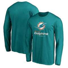 Miami Dolphins Team Lockup Long Sleeve T-Shirt Aqua - Fanatics