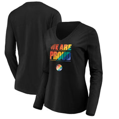 NBA - Golden State Warriors Women's We Are Proud Long Sleeve V-Neck T-Shirt - Black
