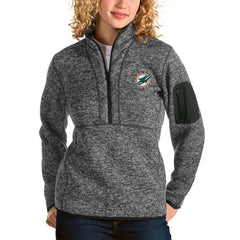 Miami Dolphins Antigua Women's Fortune Half-Zip Pullover Jacket Charcoal - NFL
