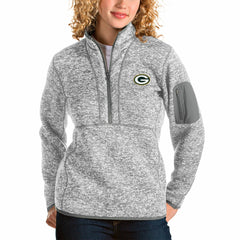 Green Bay Packers Antigua Women's Fortune Half-Zip Pullover Jacket Gray - NFL