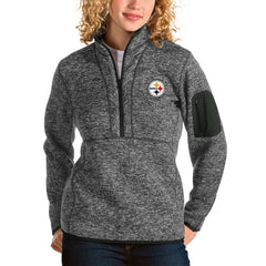 Pittsburgh Steelers Antigua Women's Fortune Half-Zip Pullover Jacket Charcoal - NFL
