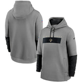New Orleans Saints Sideline Playbook Performance Pullover Hoodie Heathered Gray/Black - Nike