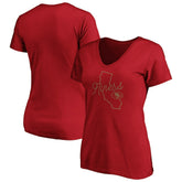 San Francisco 49ers Women's Iconic Script State V-Neck T-Shirt Scarlet - Fanatics