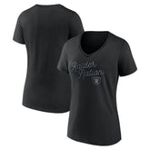 Las Vegas Raiders Women's Iconic Script State V-Neck T-Shirt Black - Fanatics