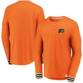 Philadelphia Flyers - Fanatics True Classics Henley Long Sleeve T-Shirt Heathered Orange