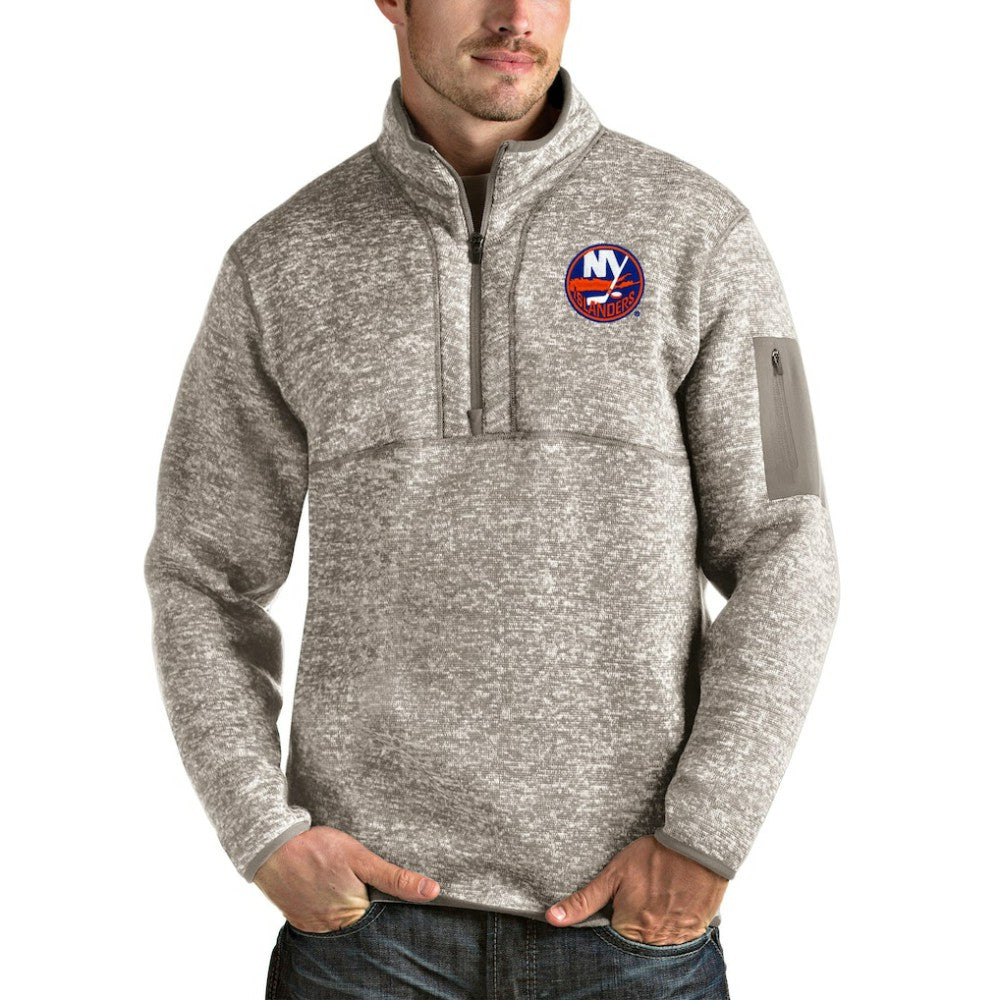 New York Islanders - Antigua Fortune Half-Zip Pullover Jacket Oatmeal