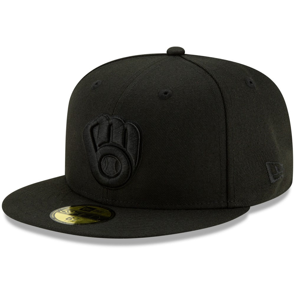 Milwaukee Brewers New Era Black on Black 59FIFTY Fitted Hat Online