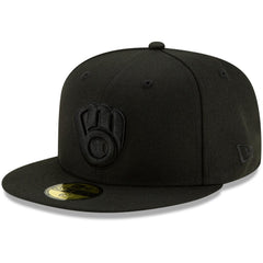 Milwaukee Brewers New Era Black on Black 59FIFTY Fitted Hat Online