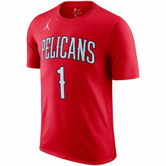NBA - New Orleans Pelicans Jordan Brand 2020/21 Zion Williamson Statement Name & Number T-Shirt - Red