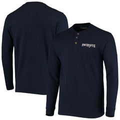 New England Patriots Dunbrooke Logo Maverick Thermal Henley Long Sleeve T-Shirt Navy - NFL