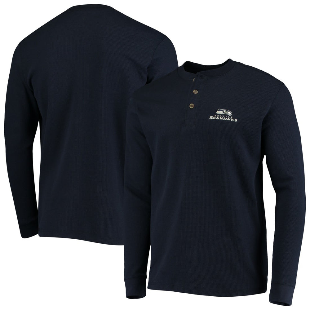 Seattle Seahawks Dunbrooke Logo Maverick Thermal Henley Long Sleeve T-Shirt Navy - NFL