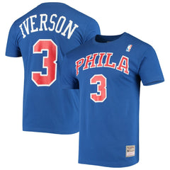 Mitchell & Ness - Allen Iverson Philadelphia 76ers Hardwood Classics Name & Number Player T-Shirt - Royal